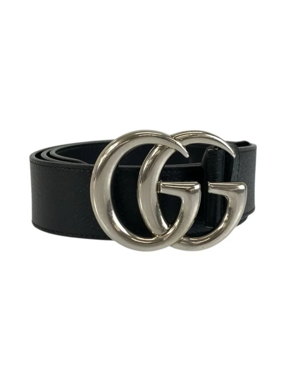 Gucci GG Marmont 95 Black Silver Leather Belt